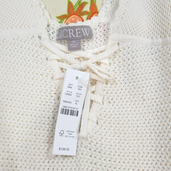 J.Crew Pointelle Lace-Up Sweater Dress CA650 NWT,XL